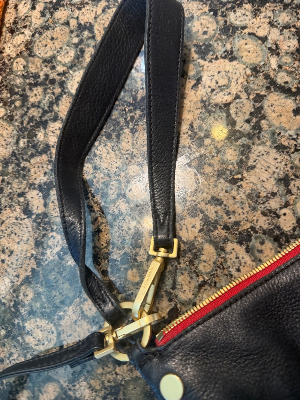 Hammitt Kyle Black Leather Crossbody with Gold Studs and Red Zip - Picture 9 of 12